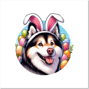 Yakutian Laika Wears Bunny Ears for Easter Celebration Posters and Art